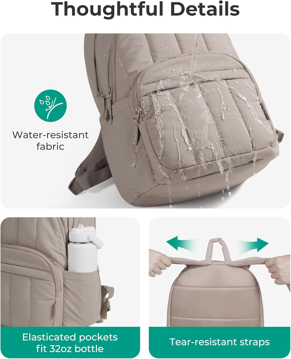 Thumbnail 6 de BAGSMART Womens Backpack Quilted 17.3×11.8×7.9 in