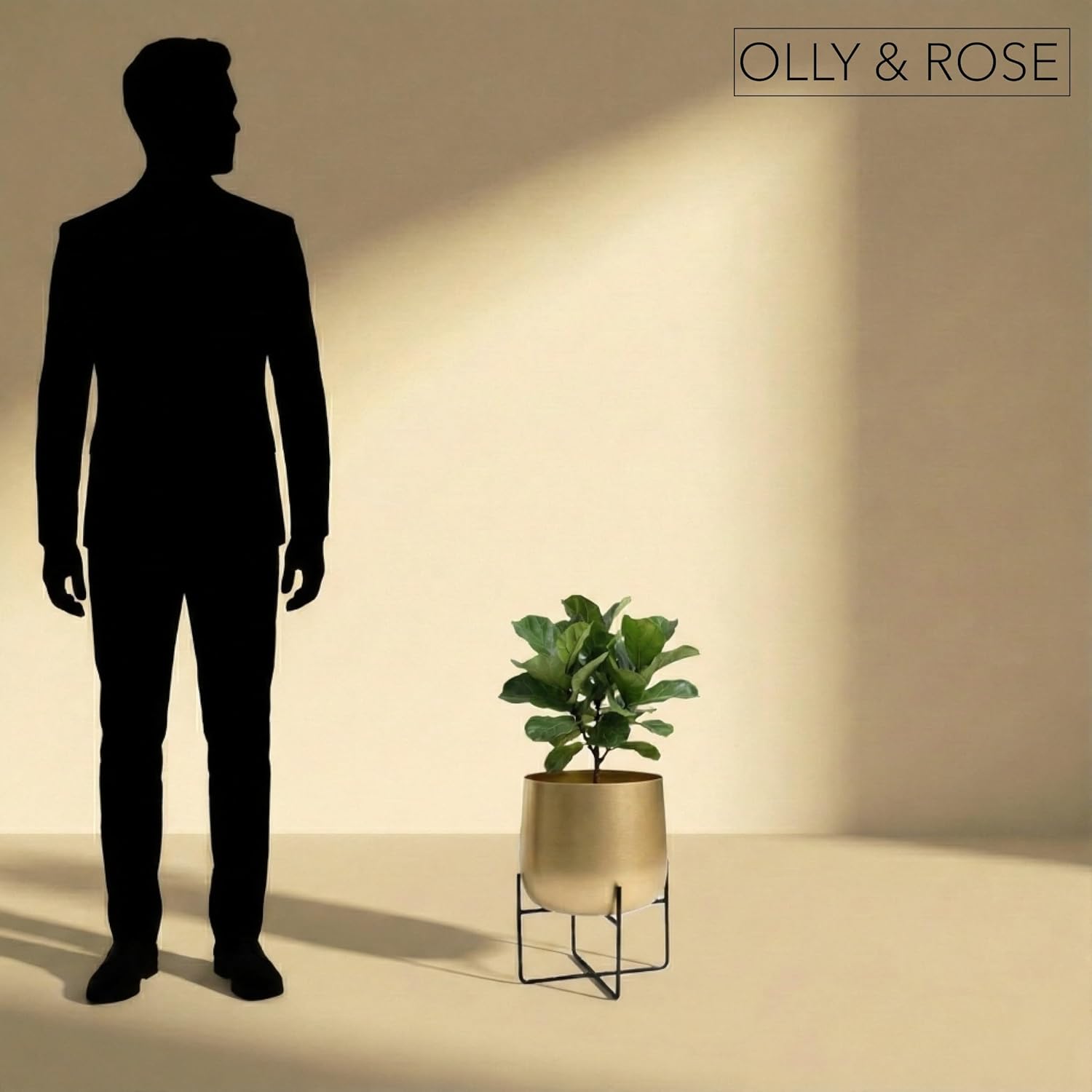 Thumbnail 4 de Olly & Rose Gold Plant Pot with Black Stand