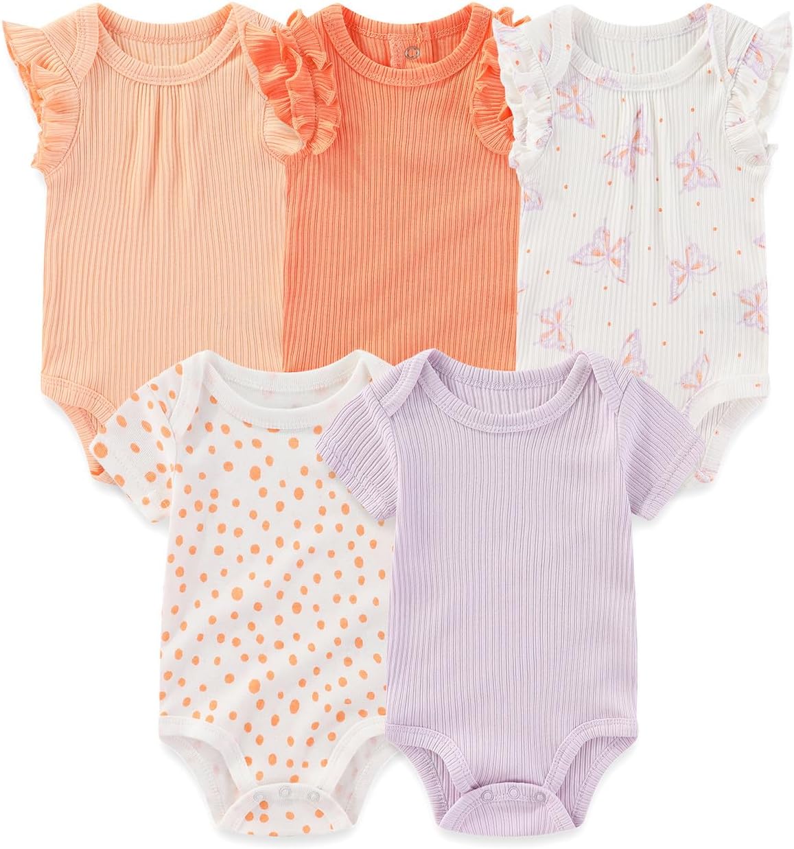Detalle de MAMIMAKA Newborn short-sleeve cotton bodysuits 5-pack (0–12 months)