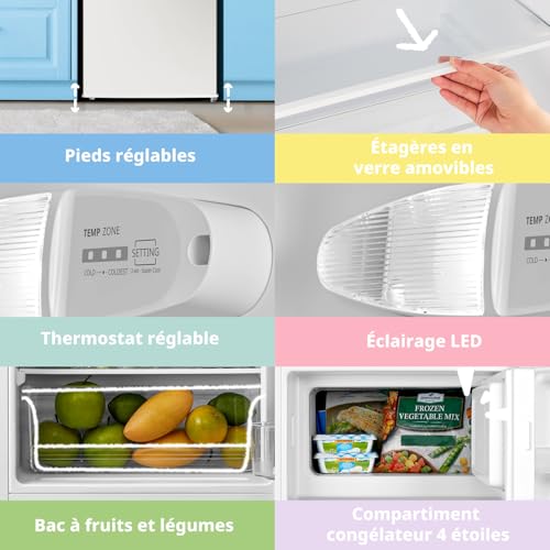 Detalle de COMFEE RCD113WH3EU — Réfrigérateur 1 porte avec tiroir, 113 L, blanc