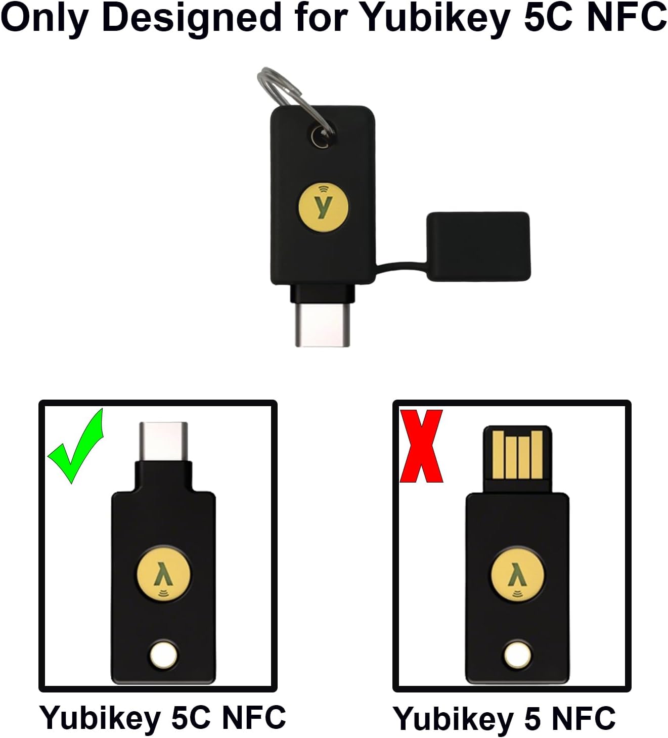 Detalle de SAMYERLEN YubiKey 5C NFC用シリコンケース キーリング・ストラップ付き