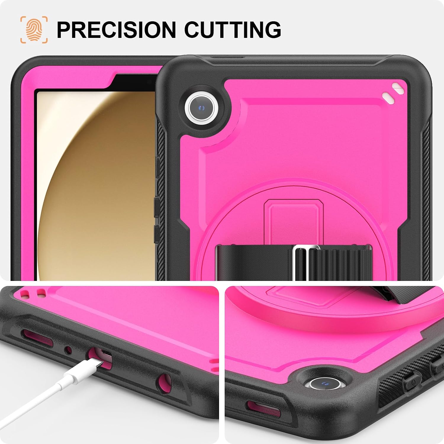 Detalle de Timecity Schutzhülle für Samsung Galaxy Tab A9 8,7 Zoll (2023) – dreilagiger Schutz, 360°-Stand und Zubehör