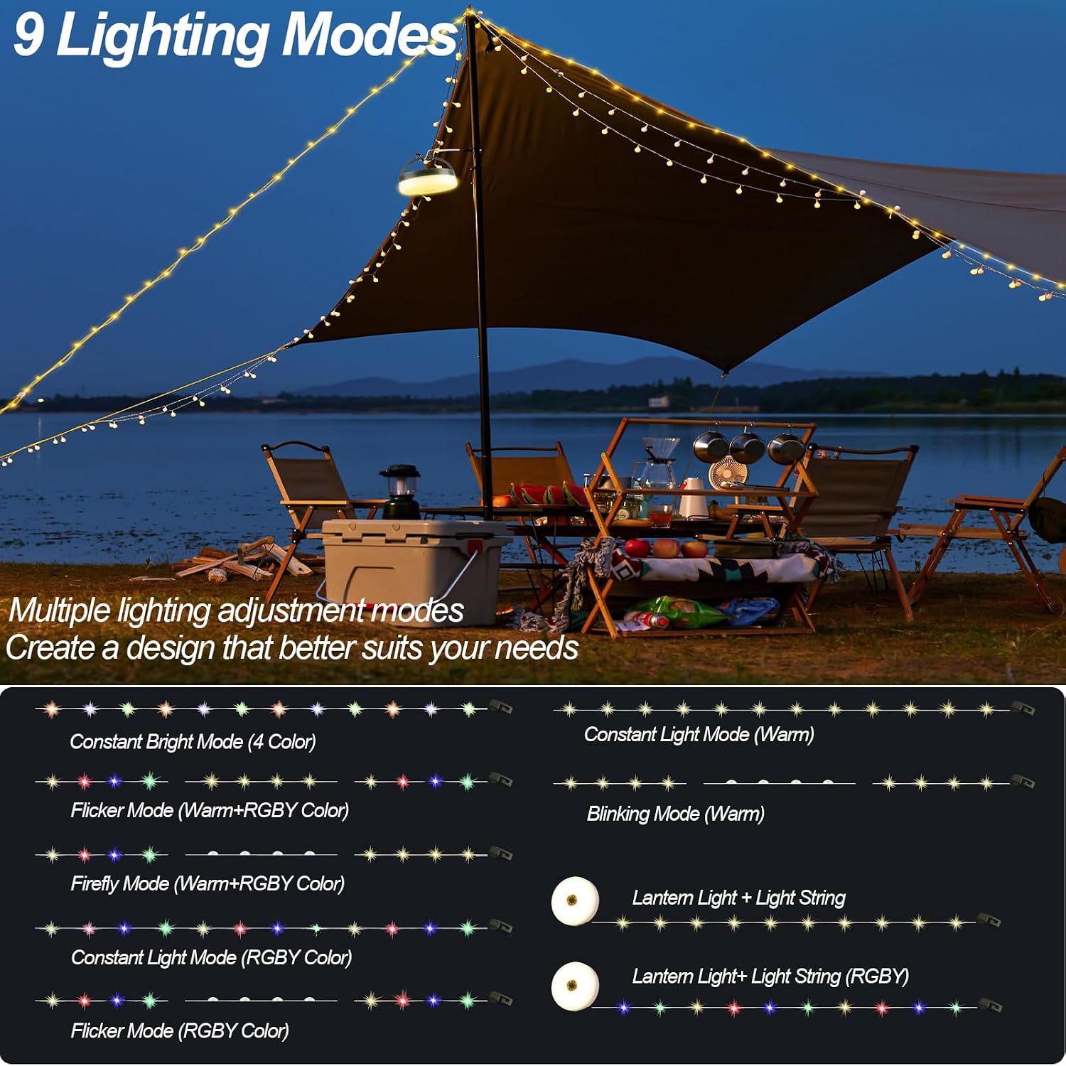 Thumbnail 1 de Liglit Solar Camping String Lights: 10m, 100 LEDs, 13 Modes, USB & Solar Rechargeable