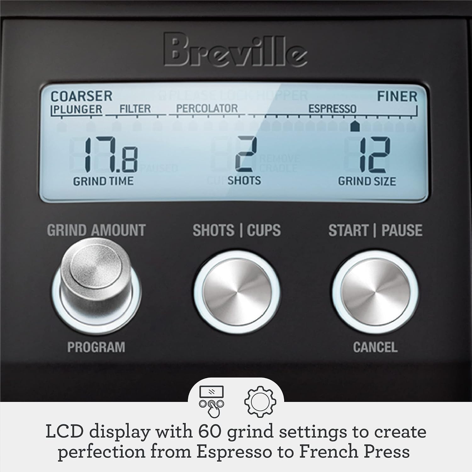 Detalle de Breville conical burr coffee grinder, 60 settings
