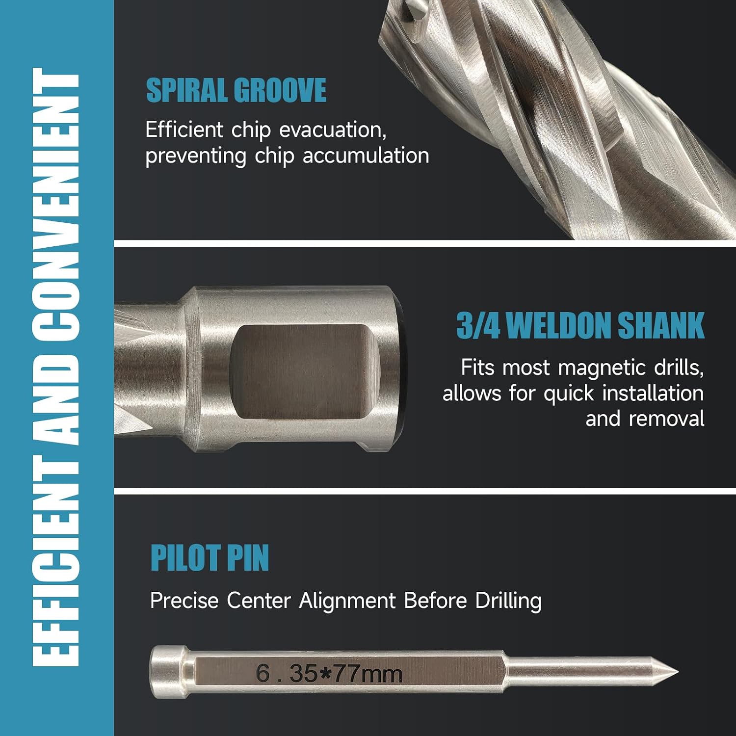Detalle de Tech Hyren M2 HSS Annular Cutter, 13/16-Inch, 1-Inch Depth, 3/4-Inch Weldon Shank