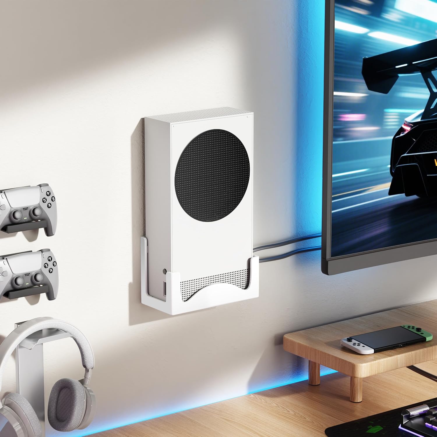 Detalle de Wall Mount for Xbox Series S – Ventilated Metal Console Holder with Silicone Protection