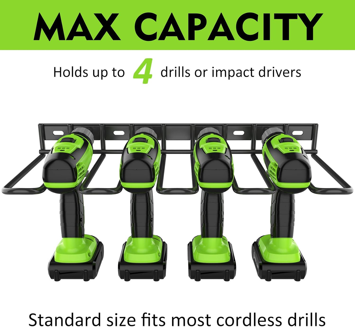 Thumbnail 3 de ENONCI portautensili a parete per trapano, supporto in metallo per officina e garage (378 × 175 × 45 mm) – nero