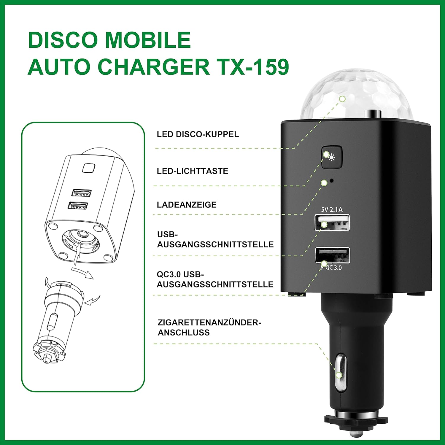 Thumbnail 2 de Disco Mobile-Auto Charger TX-159 mit USB