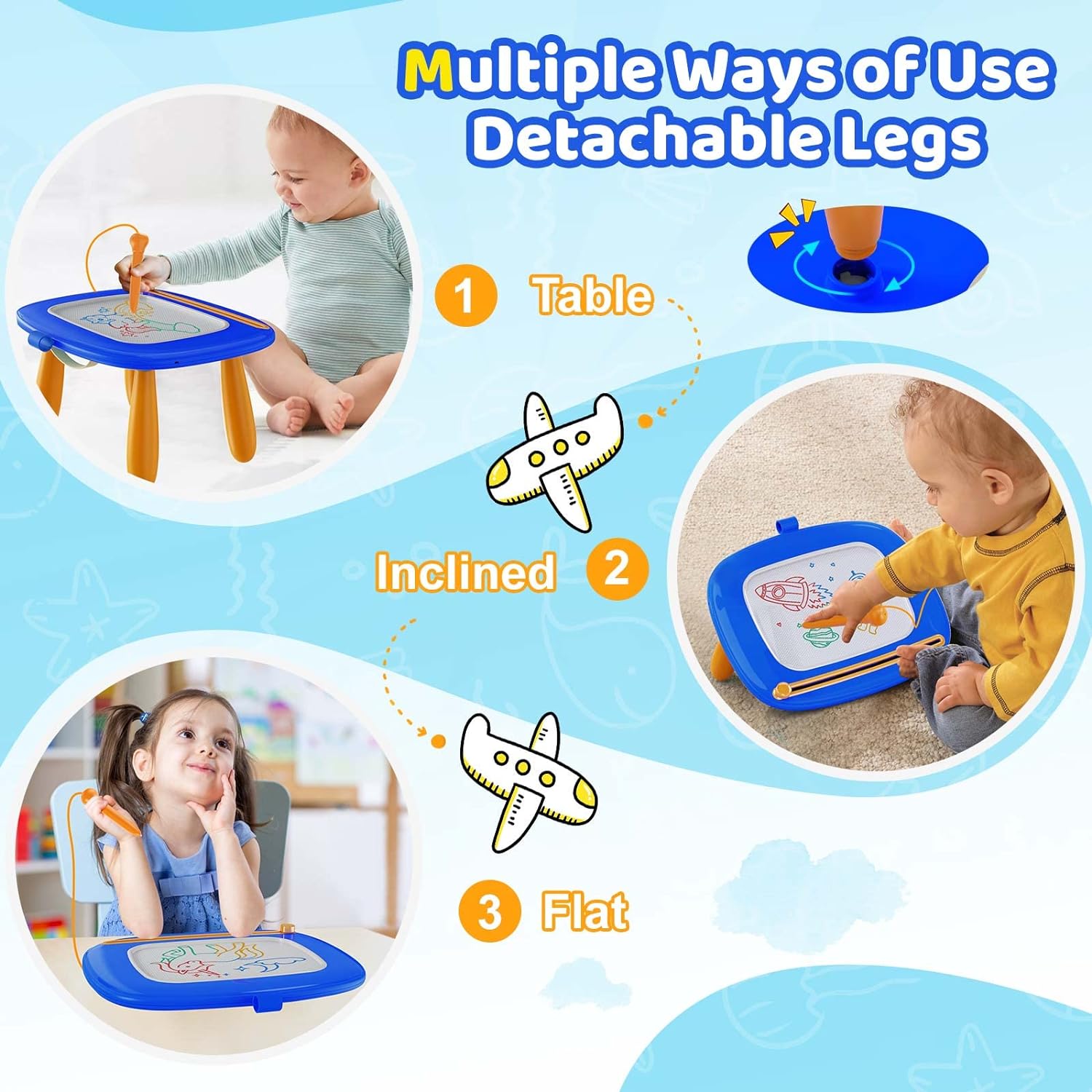 Thumbnail 4 de Kikidex Magnetic Drawing Board for 1-3 Year Olds – Durable, Mess-Free Doodle Pad (Dark Blue)