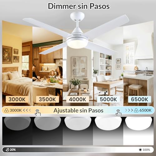 Detalle de Ventilador de Techo Newday 122 cm con Luz y Control Remoto — DC, 4 aspas, silencioso