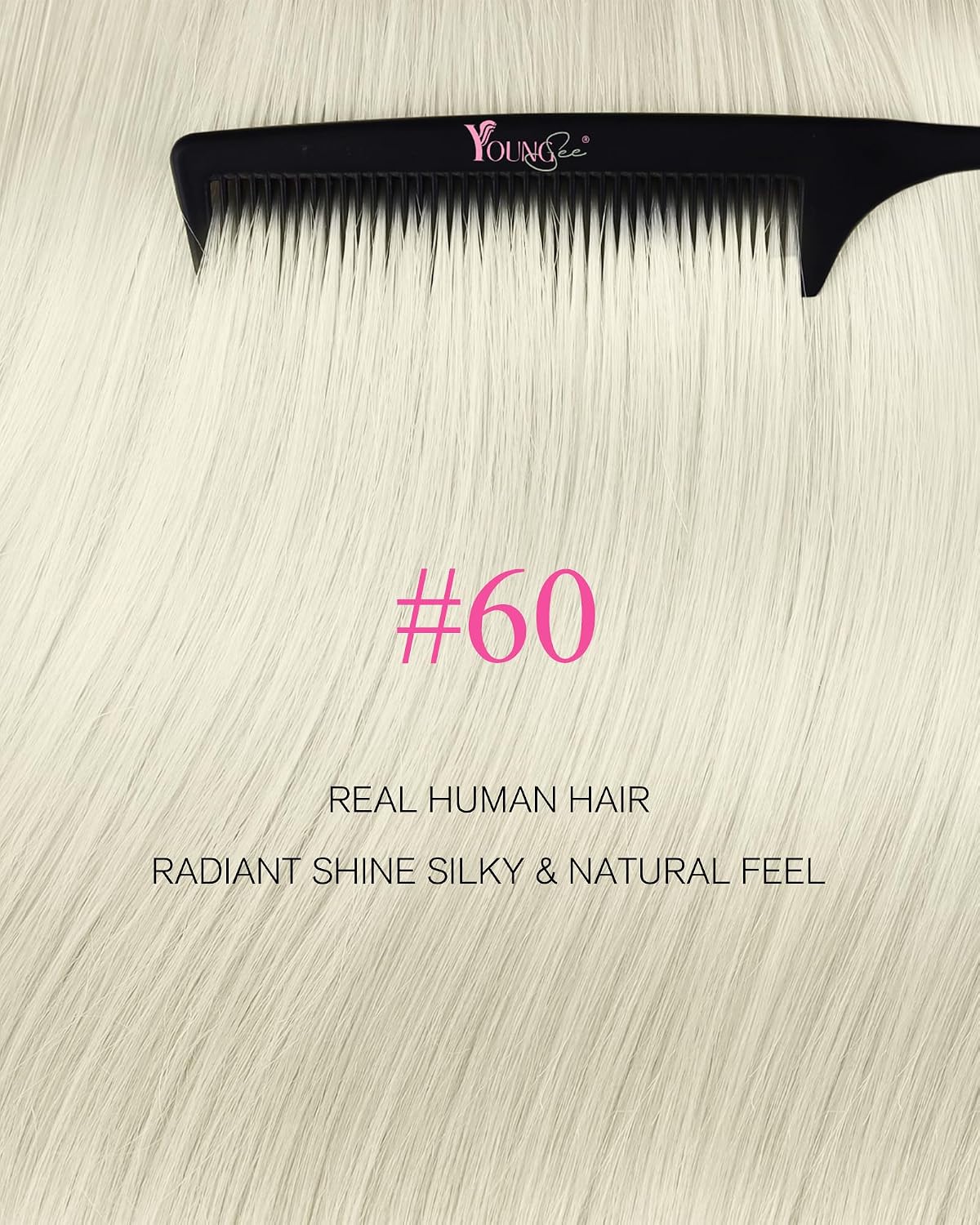 Detalle 2 de YoungSee Tape-in Extensions Echthaar Platinblond, 60 cm (60A) – 50 g