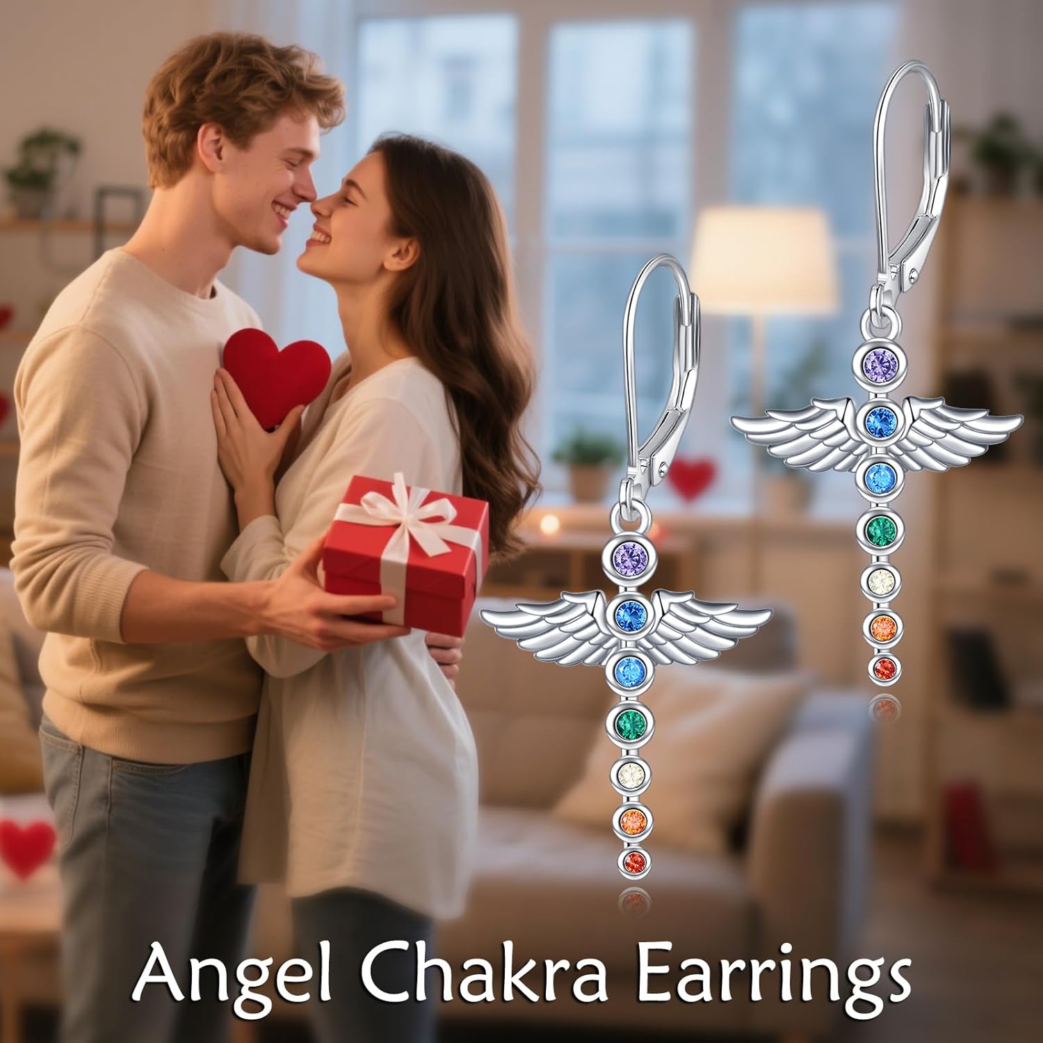 Thumbnail 4 de Lotus Engel Ohrringe aus 925 Sterling Silber – 7 Chakra Tropfen für Damen