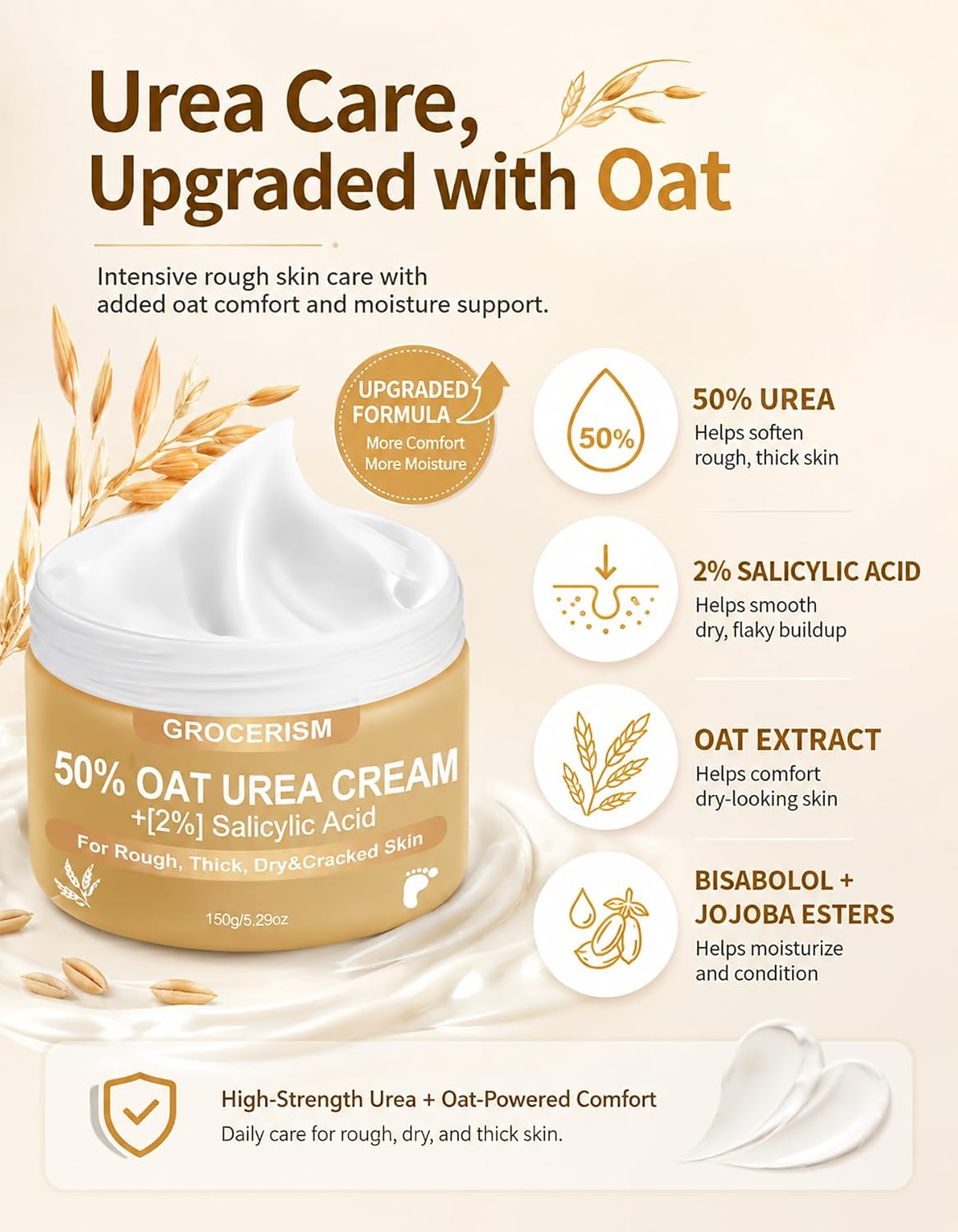 Thumbnail 3 de Grocerism Urea Creme 50 % für Füße (Maximale Stärke) mit 2 % Salicylsäure, 150 g