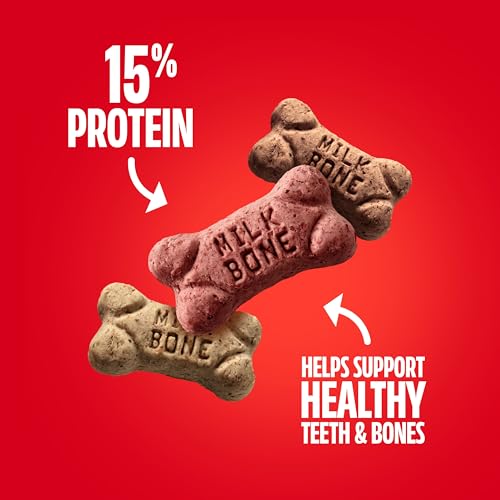 Detalle de Milk-Bone Flavor Snacks Mini’s Dog Biscuits — Flavored Crunchy Treats, 36 oz Canister