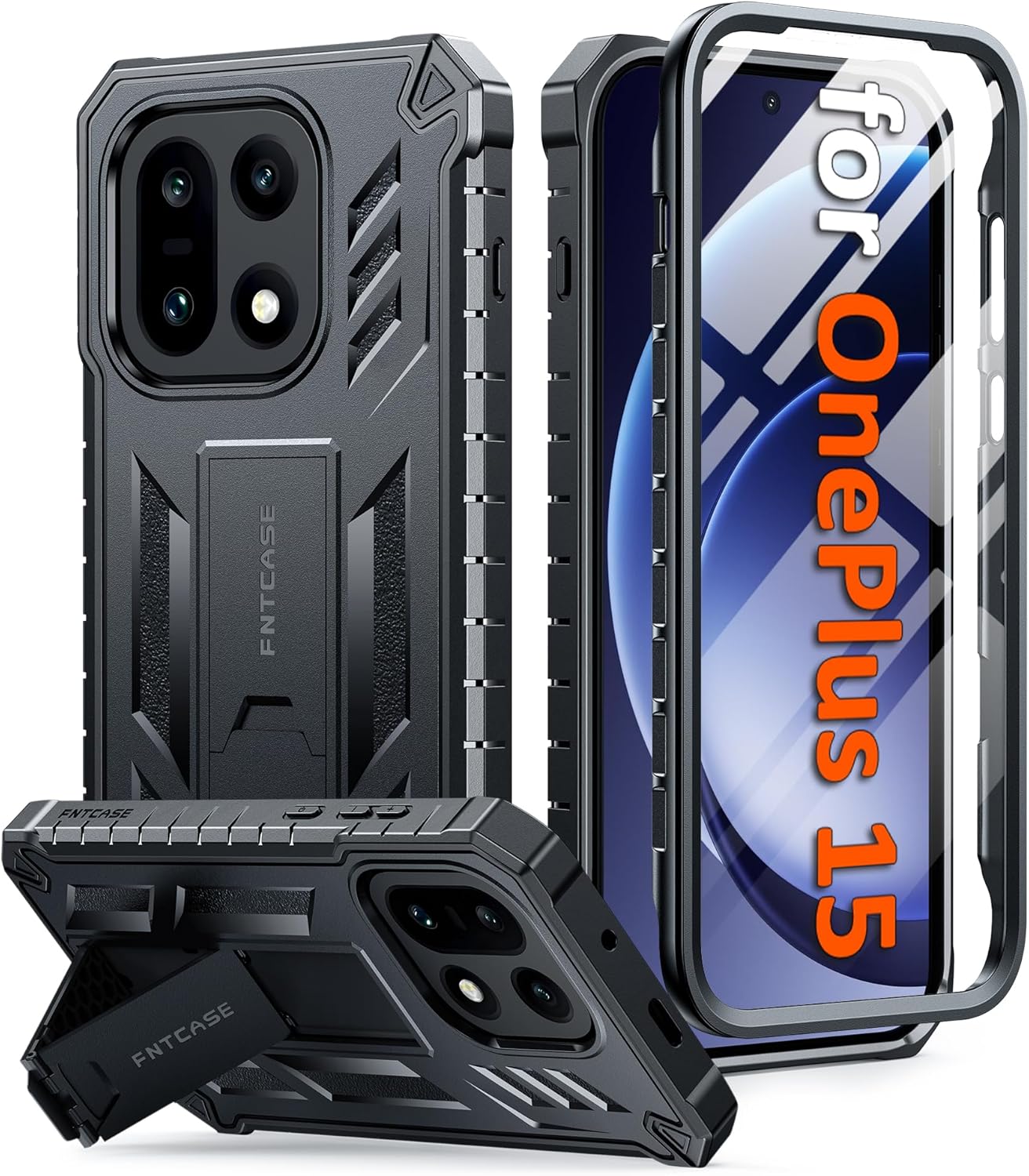 Detalle de FNTCASE for OnePlus 15 Case with Built-in Screen Protector & Kickstand