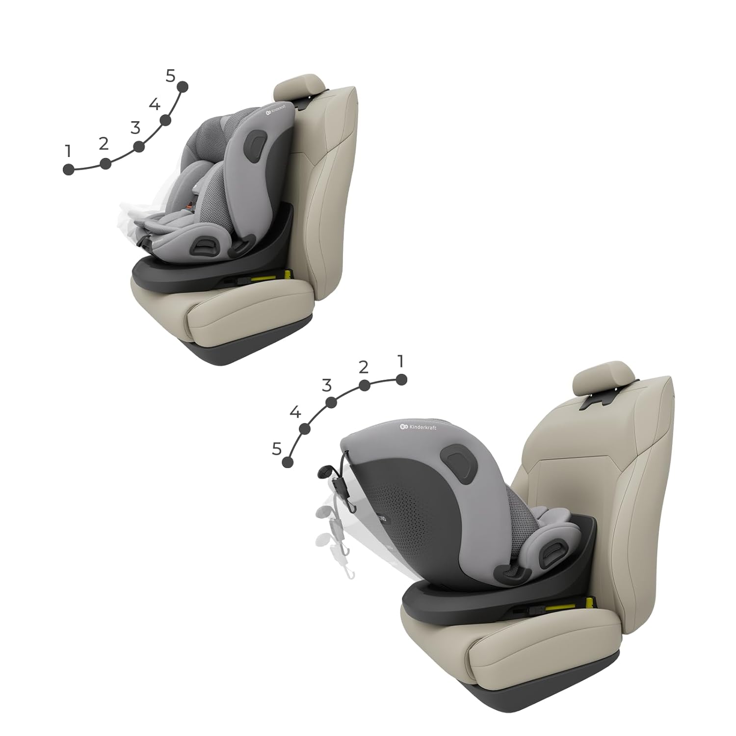 Detalle 2 de Kinderkraft I-GROW 2 PRO Kindersitz 0-36 kg, I-SIZE, 360° drehbar, Isofix, Grau