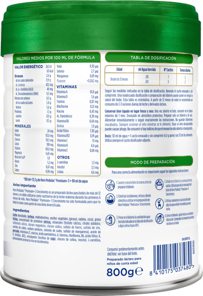 Detalle de Hero Baby Pedialac Leche de Crecimiento 3+ 4x800g