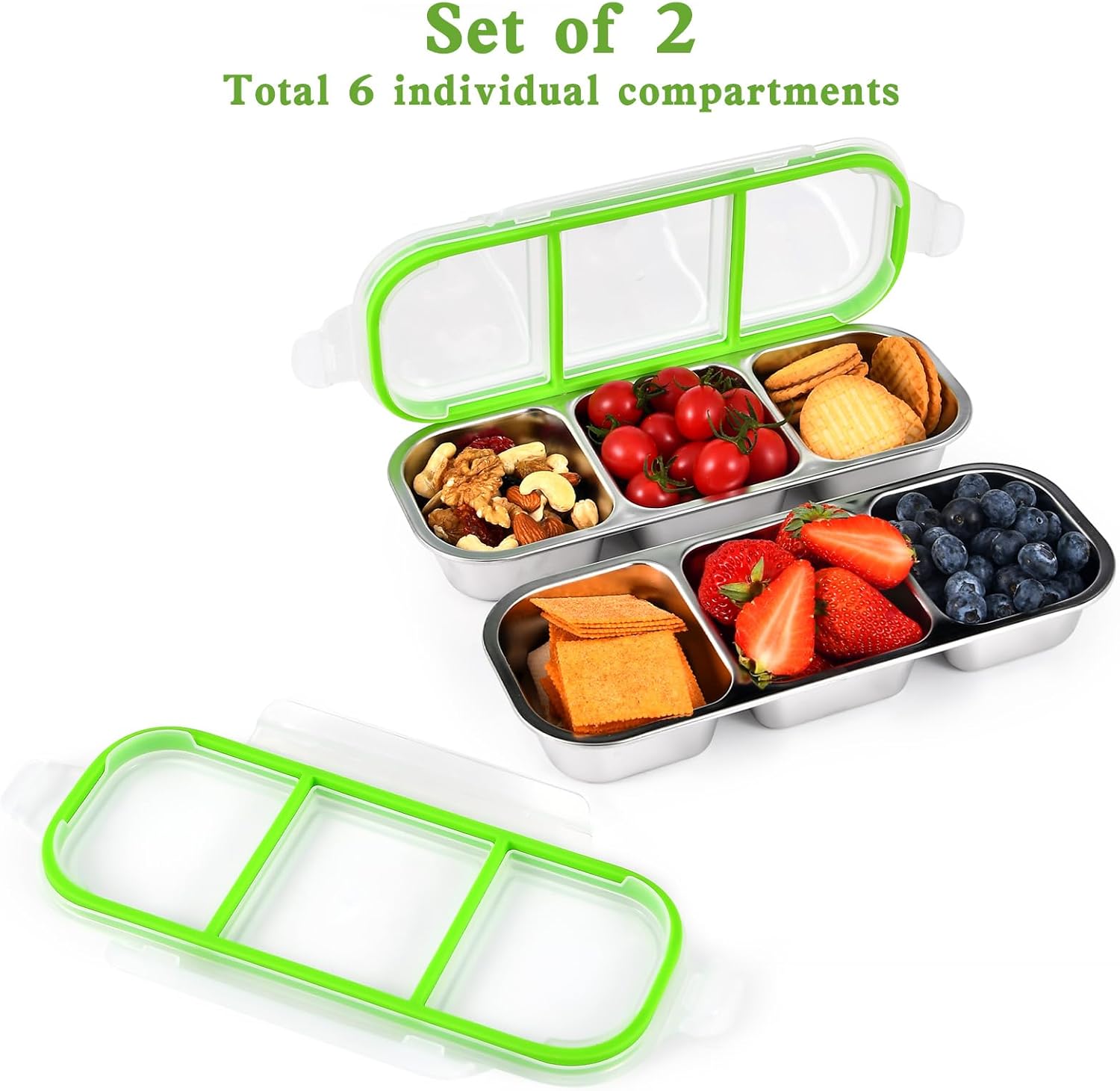 Detalle 2 de UPTRUST 3-Compartment Stainless Snack Box 3️⃣ 🍱