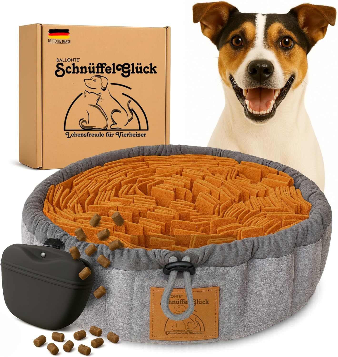 Schnüffelteppich Hund – 2-in-1 Set mit Leckerli-Beutel, rutschfest & waschbar