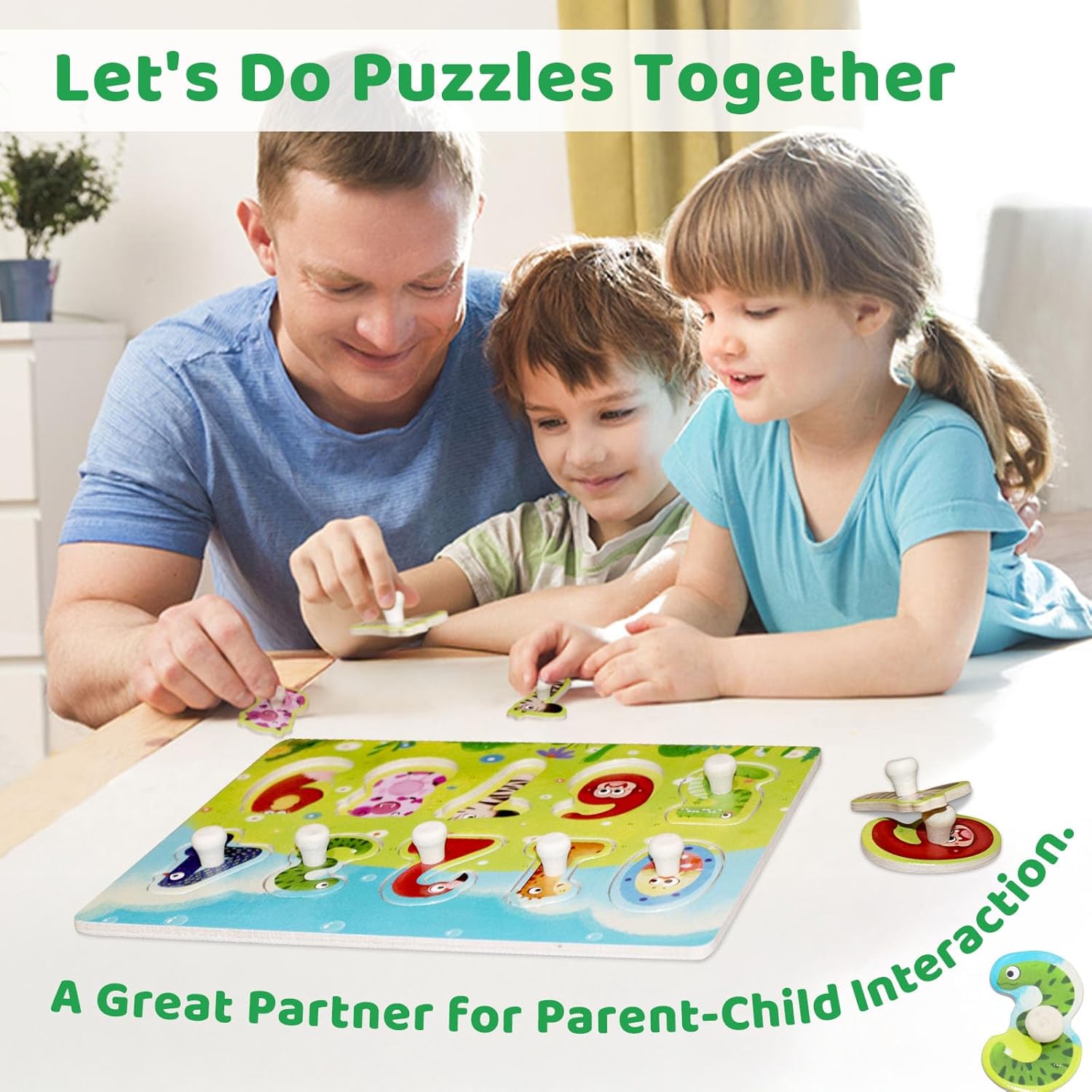Thumbnail 6 de 4 Pcs Puzzles en Bois pour Enfants – Animal Montessori, Éducatif et Sécurisé