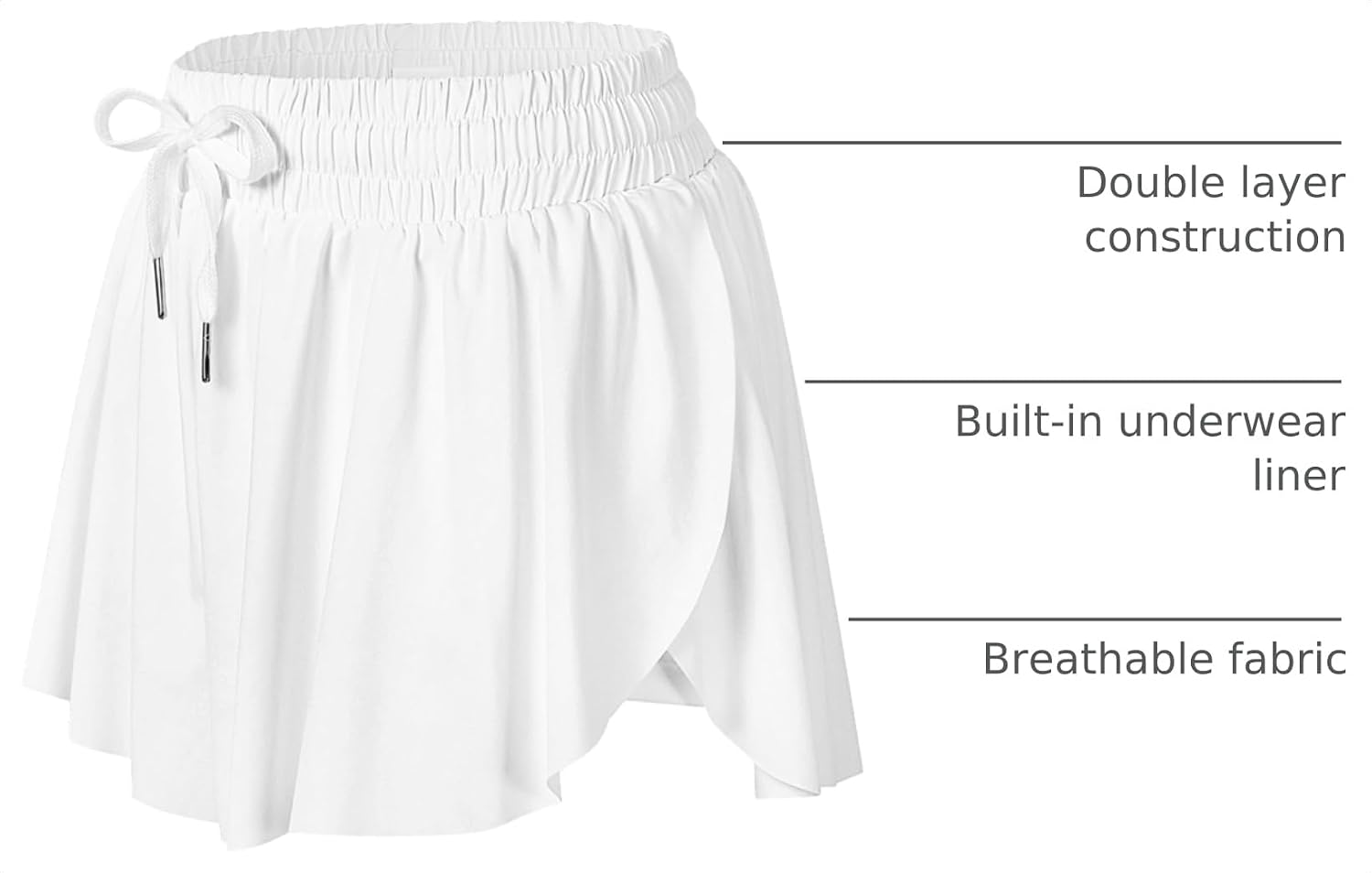 Thumbnail 3 de Wsirmet Flowy Shorts for Women Butterfly Shorts 2 in 1 Athletic Workout with Pockets
