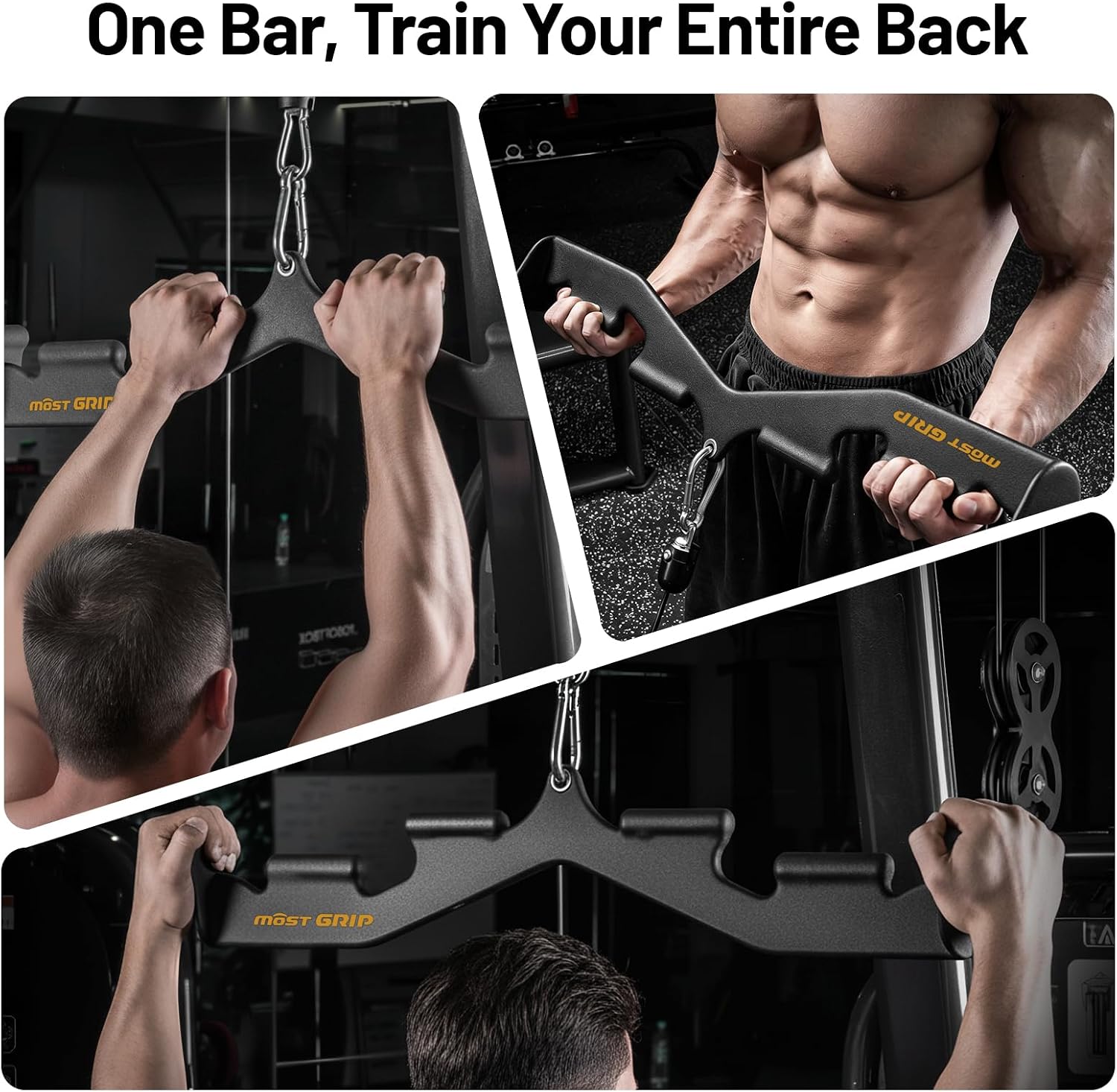 Detalle de MOST GRIP Lat-Bar-Futi LAT Pulldown Bar, Steel Multi-Grip Attachment with 6 Handles