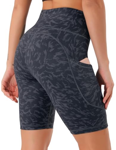 Thumbnail 3 de JOYSPELS Women's High Waist Cycling Shorts with Pockets – Grey Textures (Size L)