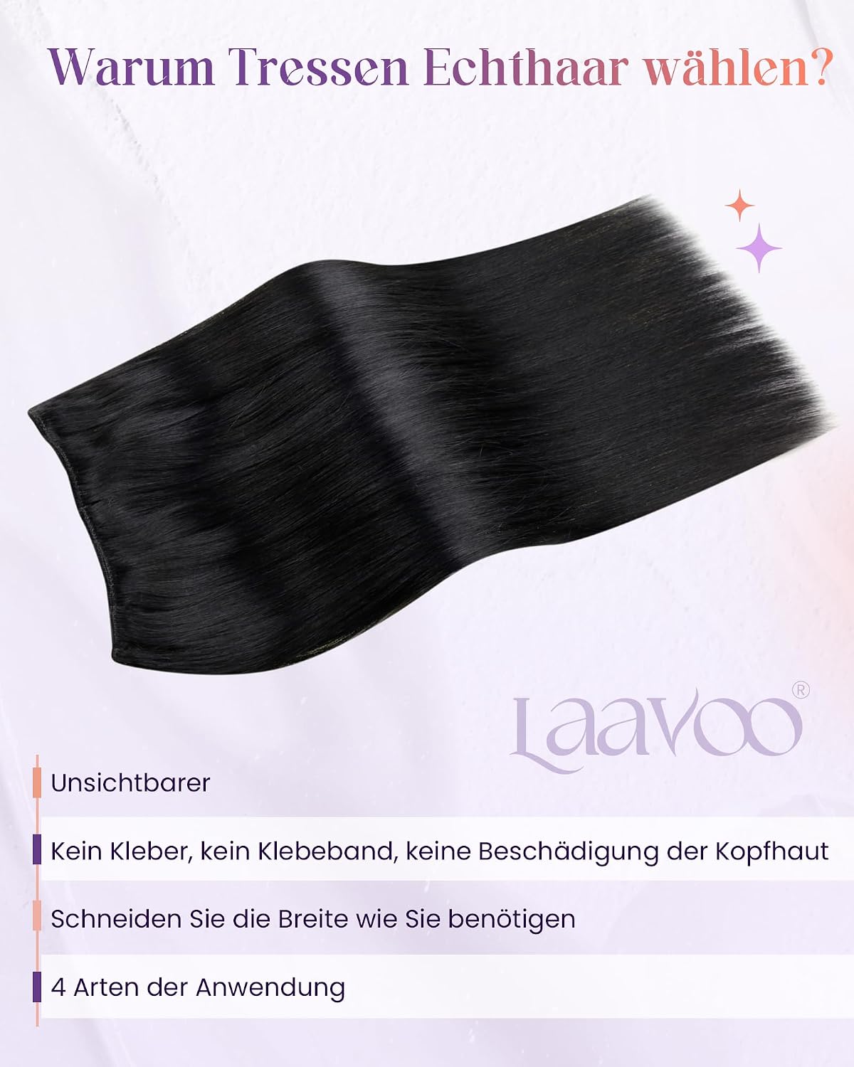 Thumbnail 5 de LaaVoo Echthaar Tressen 60cm Remy