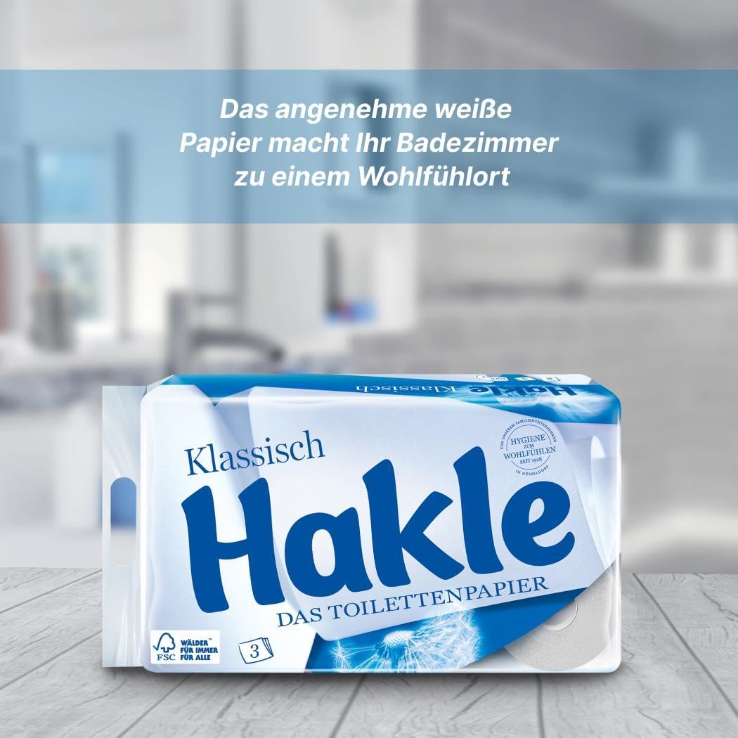 Detalle 2 de Hakle Klassisch Toilettenpapier – 80 Rollen, 150 Blatt pro Rolle, dreilagig, FSC-zertifiziert