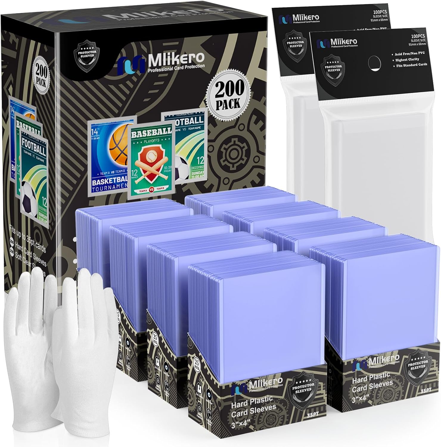Detalle de 400 Card Sleeves Top Loaders Set (3×4 in) for Baseball & Trading Cards