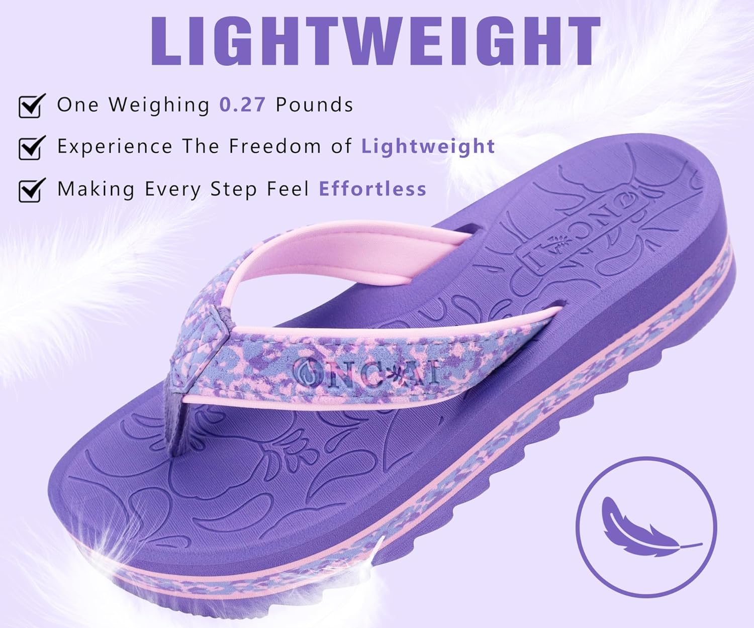 Detalle de ONCAI Women's Flip Flops: Fashion Platform Wedge Sandals with Arch Support