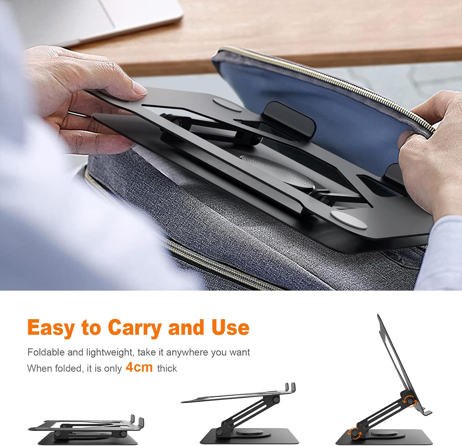 Thumbnail 5 de GRIFEMA Laptop Stand GB1050: Foldable, 360° Swivel Base, Adjustable Ergonomics