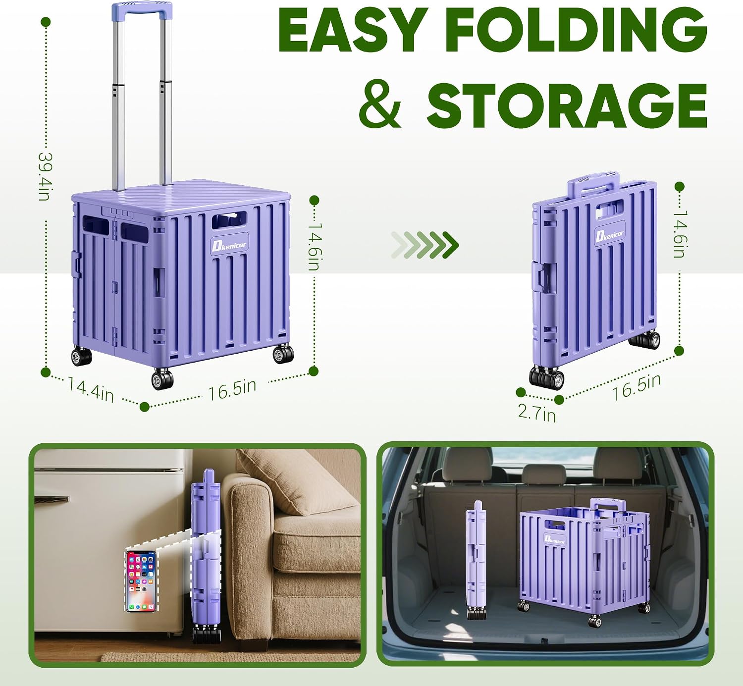 Detalle de Dkenicor Folding Utility Cart 65L