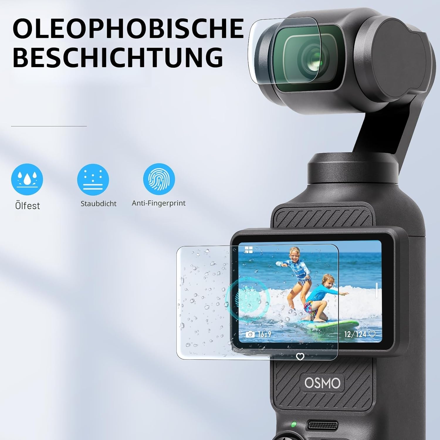 Detalle de FPVtosky 2× Objektivschutz & Displayschutzfolie für DJI Osmo Pocket 3 / Pocket 3 Creator Combo (gehärtetes Glas, 9H)