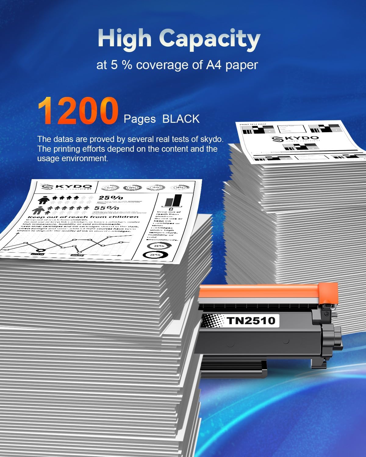Detalle de Skydo TN2510 Toner compatibile per Brother TN2510/TN2510XL – 1200 pagine con chip