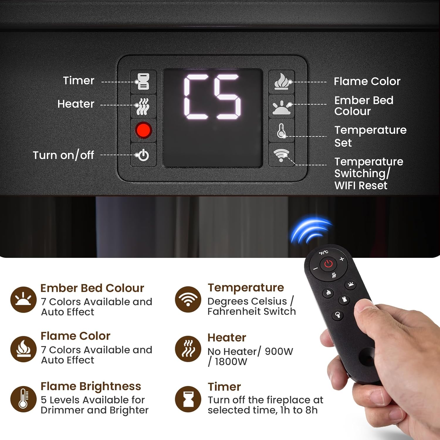 Thumbnail 6 de INMOZATA electric fireplace stove keyword 1800 W