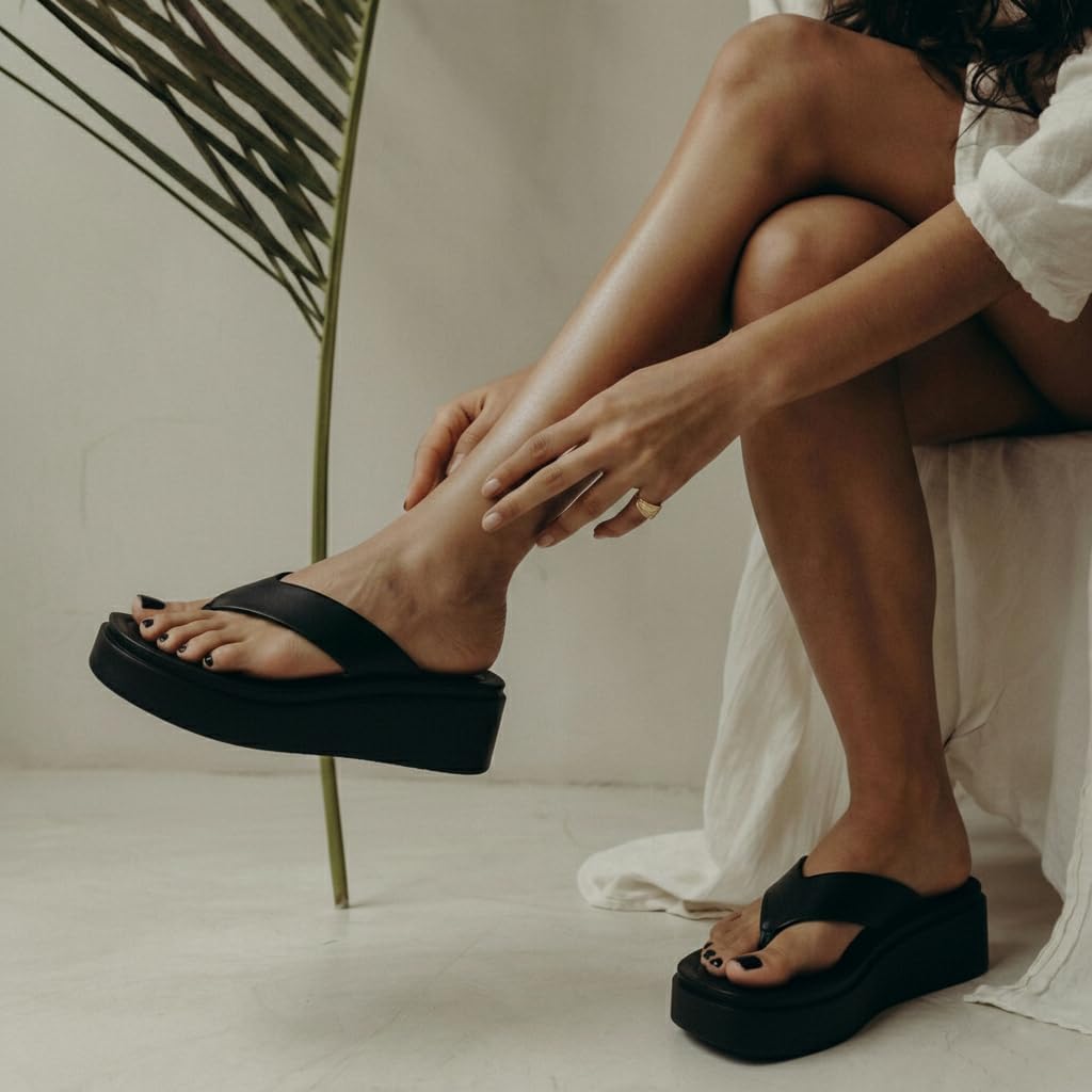 Detalle 1 de CUSHIONAIRE Pippin Chunky Platform Flip Flops for Women with Cushioned Footbed