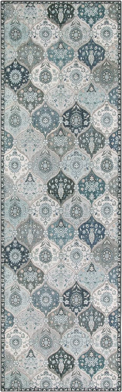Thumbnail 6 de Lahome Moroccan Washable Runner Rug (2'5" x 8') in Blue – Ultra-Thin Vintage Kitchen Runner for Hallways and Entryways