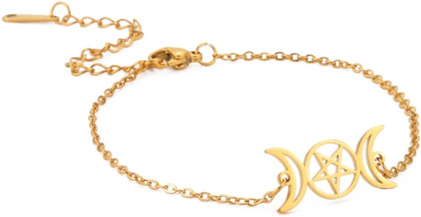 Detalle de EUEAVAN Dreifach Mond Göttin Pentagramm Armband – Edelstahl, verstellbar