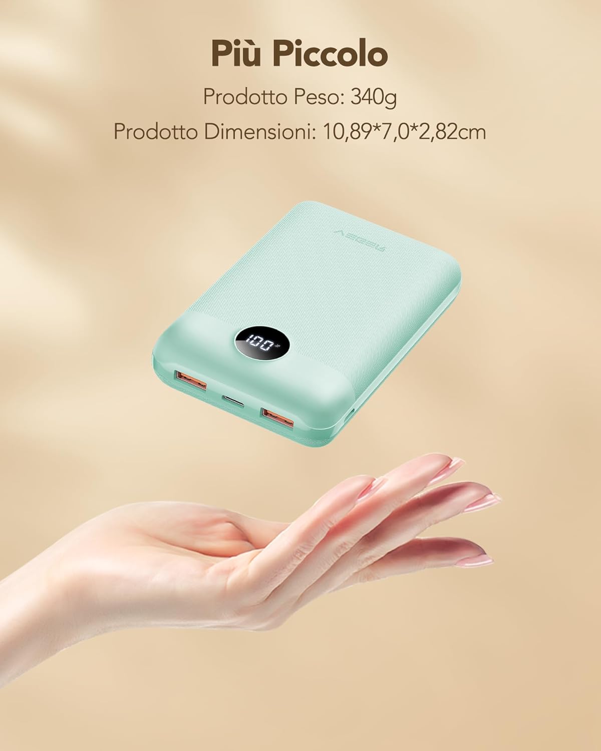 Detalle 2 de VEGER Power Bank 20000mAh: ricarica rapida PD3.0 QC4.0 in formato compatto