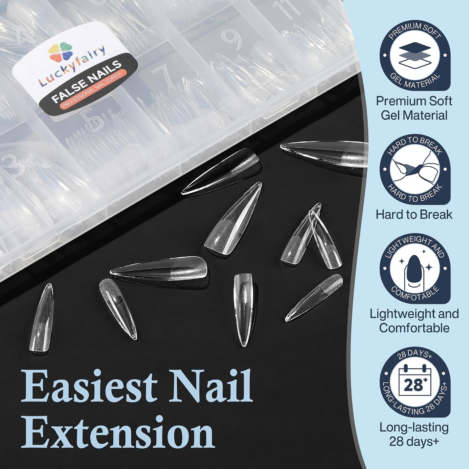 Detalle de Luckyfairy Stiletto Nail Tips, 120-Piece