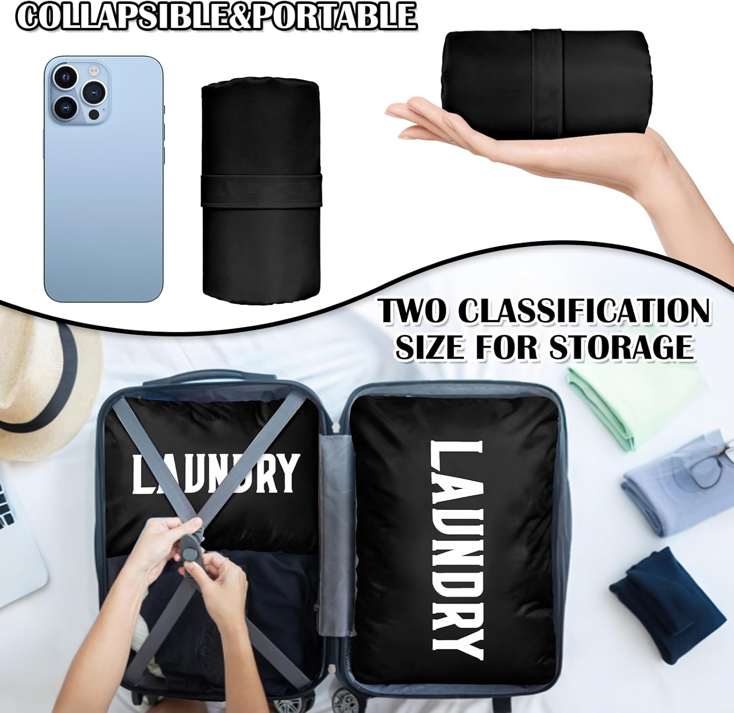 Thumbnail 3 de Nidoul 2 Pack Travel Laundry Bag: Waterproof Wet/Dry organiser with handles