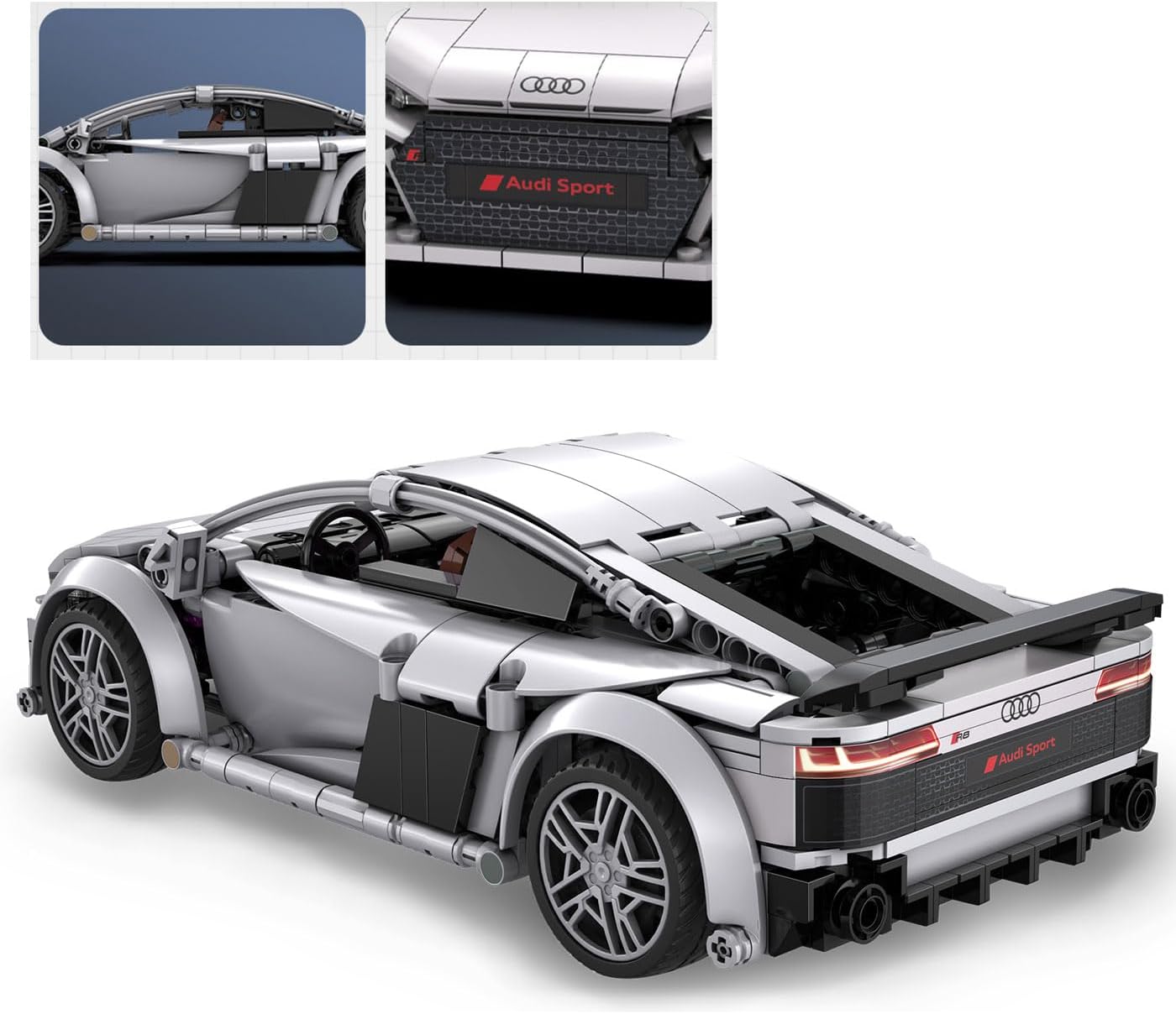Detalle de JAMARA 402898 CaDA Audi R8 Coupé 1:14 – model RC z klocków, 536 elementów