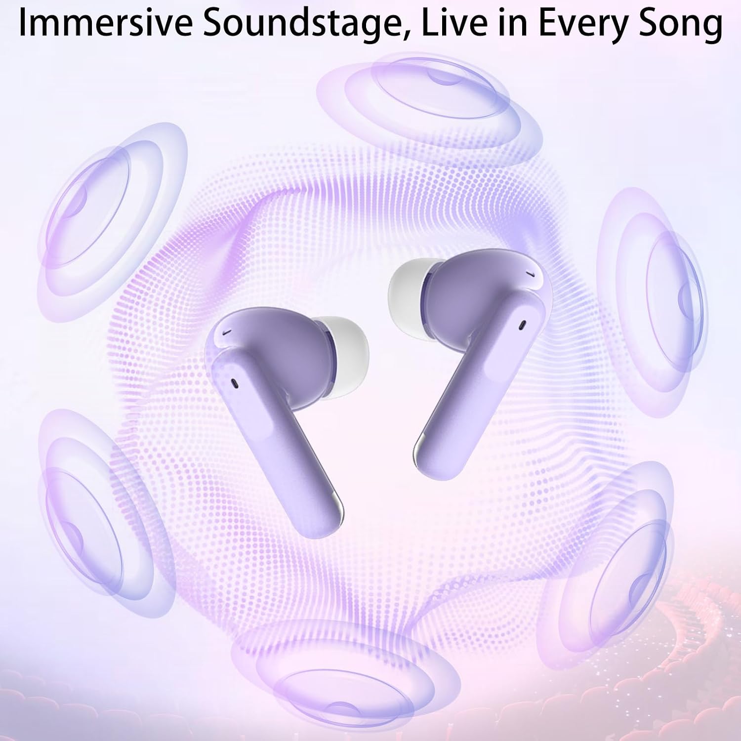 Thumbnail 2 de Wireless Earbuds with Bluetooth 5.4: Hi‑Fi Stereo, 48h Battery, IPX7, Purple