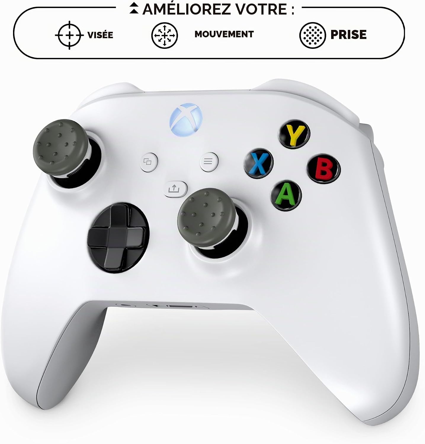 Thumbnail 4 de KontrolFreek CQC Classic duimgrepen voor Xbox, 3,6 mm, concave rubber, grijs-wit