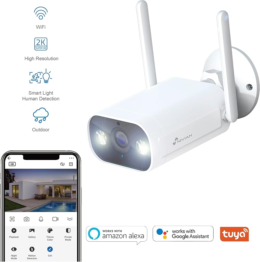 Thumbnail 1 de NIVIAN Cámara Bullet WiFi 2K, IP66, visión nocturna 10 m
