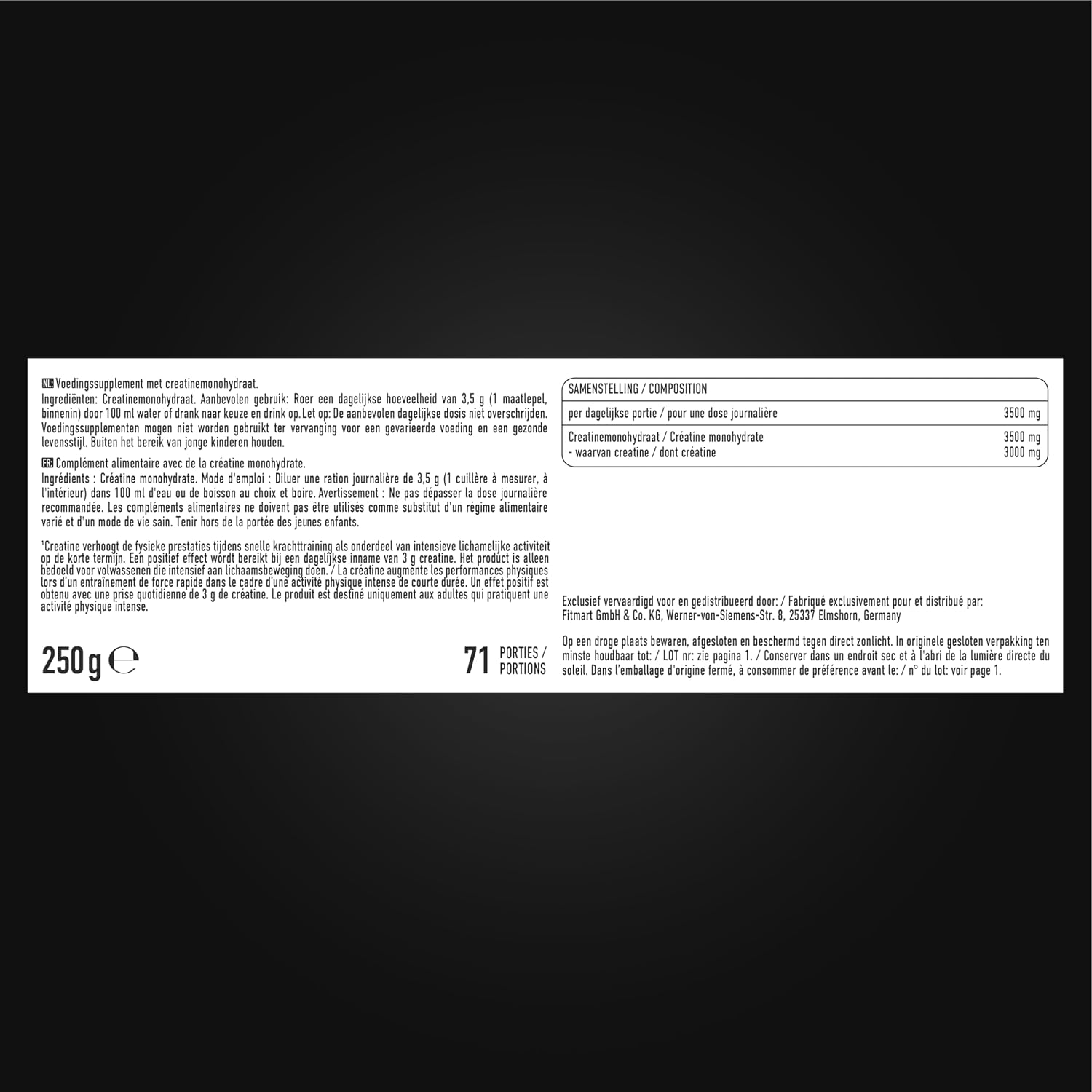 Detalle 2 de ESN Créatine monohydrate 250 g 71 portions