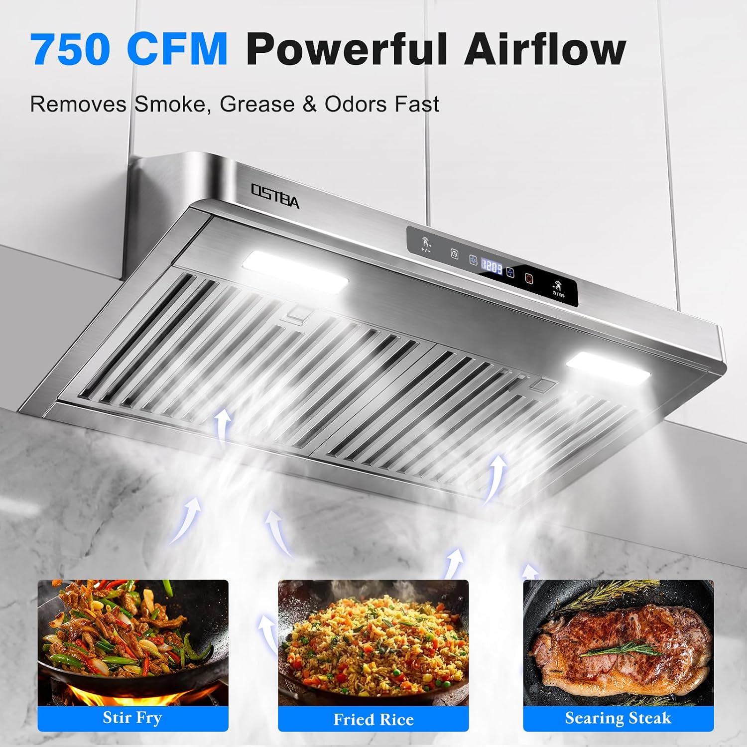 Detalle 2 de OSTBA LF0576C1 30-Inch Under-Cabinet Range Hood, 750 CFM, 3 Speeds