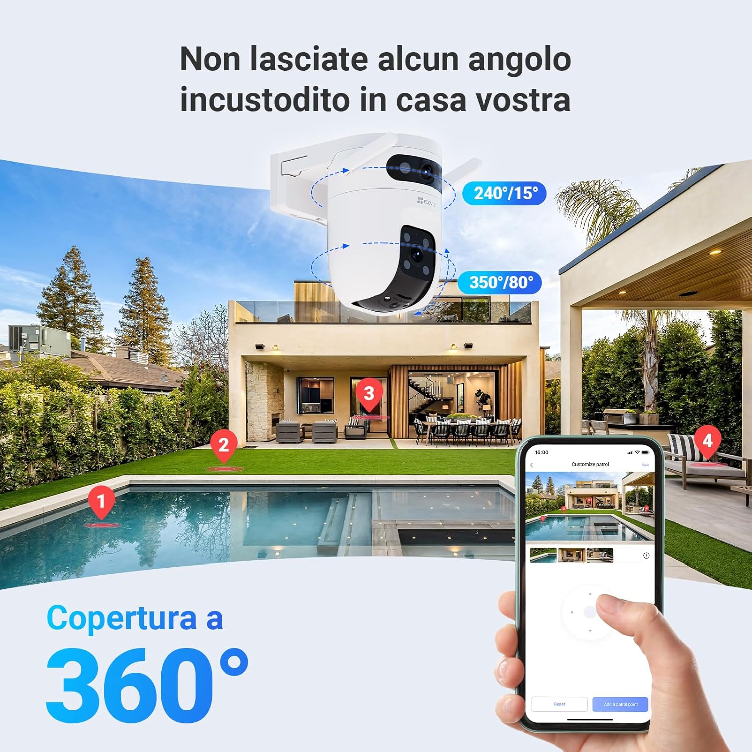 Thumbnail 4 de EZVIZ C9c Dual 3K (10MP, doppia lente 5MP+5MP) telecamera Wi‑Fi esterna con visione a colori e audio bidirezionale