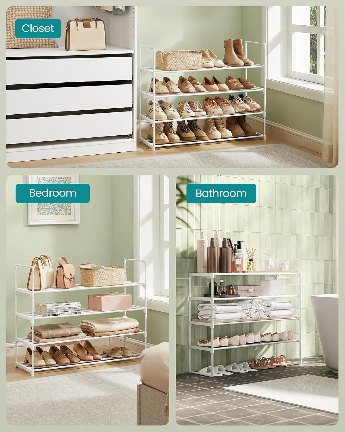 Thumbnail 6 de SONGMICS 4-Tier Shoe Rack shoe storage organiser
